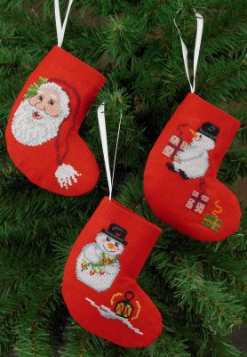 click here to view larger image of Socks Santa and Snowmen (3 designs( (counted cross stitch kit)