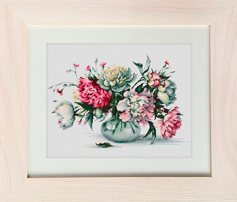 click here to view larger image of Peonies (counted cross stitch kit)