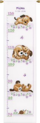 click here to view larger image of Playing Dogs - Height Chart (counted cross stitch kit)