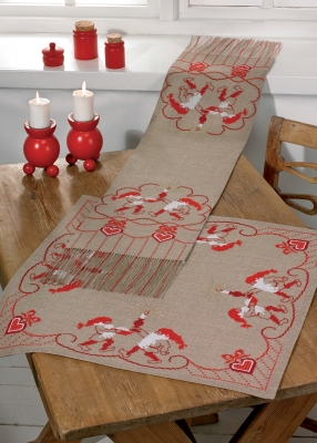 click here to view larger image of Red Santa Claus Table Topper (Bottom) (counted cross stitch kit)