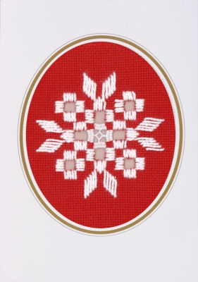 click here to view larger image of Hardanger Christmas Card - White on Red (Hardanger and Cut Work)