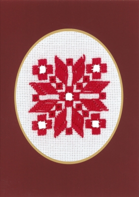 click here to view larger image of Hardanger Christmas Card - Red on White (Hardanger and Cut Work)