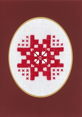 click here to view larger image of Hardanger Christmas Card - Red on White (Hardanger and Cut Work)