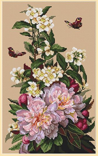 click here to view larger image of Peonies (counted cross stitch kit)