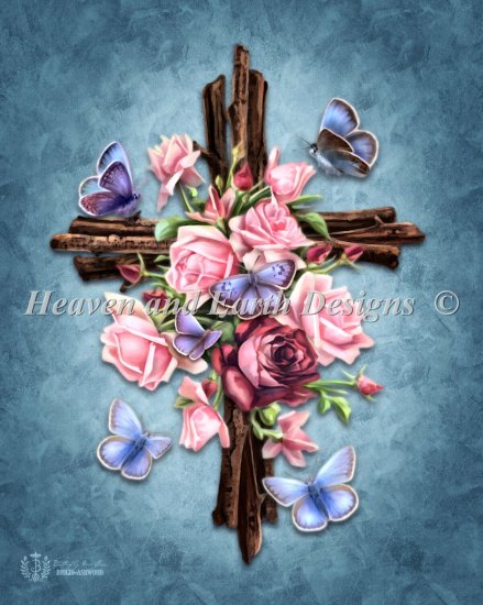 click here to view larger image of Butterfly Rose Cross - No  Background (chart)