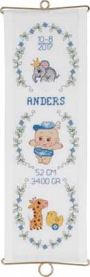 click here to view larger image of Boy Birth Announcement (counted cross stitch kit)