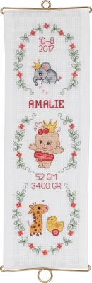 click here to view larger image of Girl Birth Announcement (counted cross stitch kit)