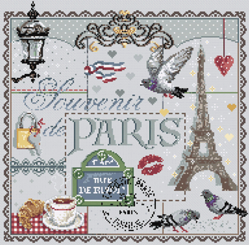 click here to view larger image of Souvenir de Paris KIT - Linen (counted cross stitch kit)