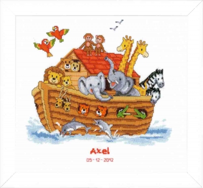 click here to view larger image of Noahs Ark - Birth Announcement (counted cross stitch kit)