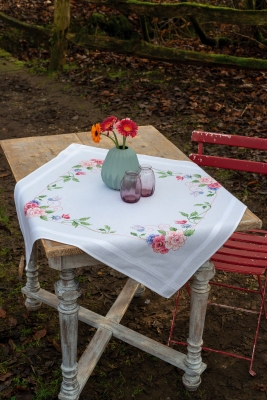 click here to view larger image of Flowers & Butterflies Table Cloth (printed linen)