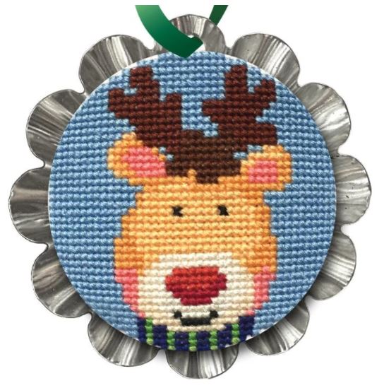 click here to view larger image of Jolly Reindeer Tin Kit (counted cross stitch kit)