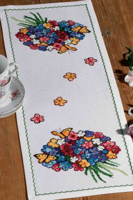 click here to view larger image of Flower Bouquet Table Runner (counted cross stitch kit)