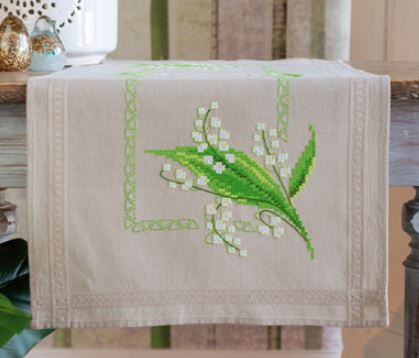 click here to view larger image of Lily of the Valley Table Runner (embroidery kit)