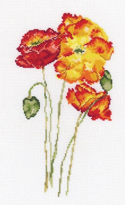 click here to view larger image of Silk Poppies (counted cross stitch kit)