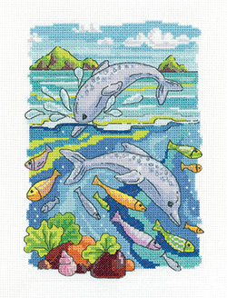 click here to view larger image of Dolphins (counted cross stitch kit)