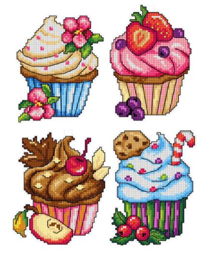 click here to view larger image of Cupcakes (counted cross stitch kit)