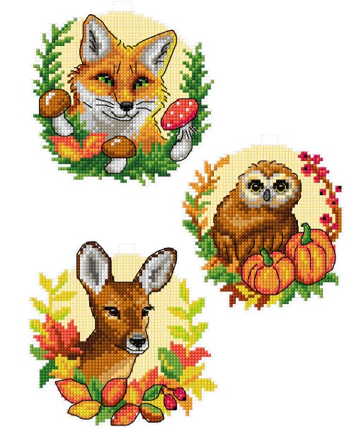 click here to view larger image of Forest Animals (counted cross stitch kit)