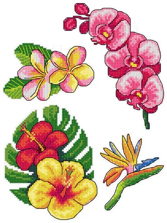 click here to view larger image of Exotic Flowers (counted cross stitch kit)