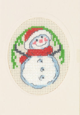 click here to view larger image of Card - Snowman  (counted cross stitch kit)