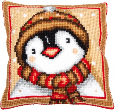 click here to view larger image of Penguin Cushion  (needlepoint kit)