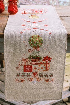 click here to view larger image of Presents Under Christmas Tree Table Runner (counted cross stitch kit)