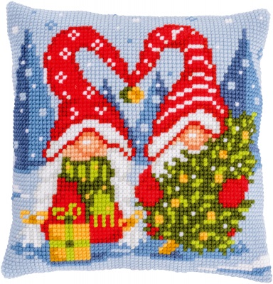 click here to view larger image of Christmas Gnomes Cushion  (needlepoint kit)