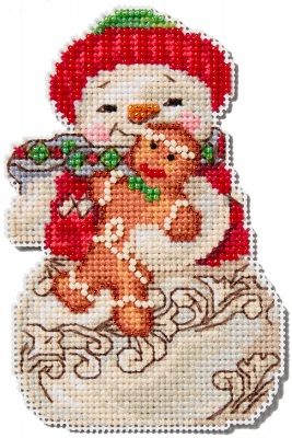 click here to view larger image of Snowman with Gingerbread (counted cross stitch kit)