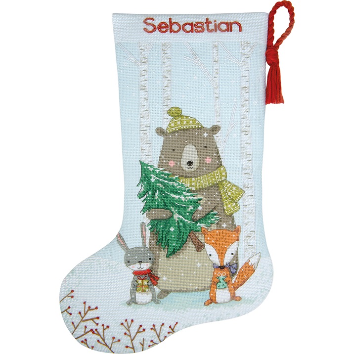 click here to view larger image of Woodland Animal Stocking (counted cross stitch kit)