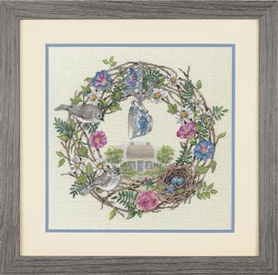 click here to view larger image of Cottage Wreath (counted cross stitch kit)