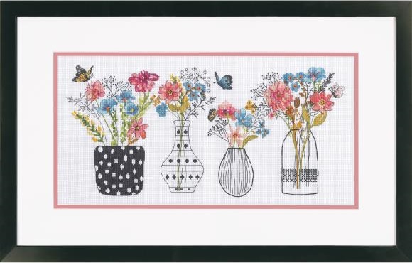 click here to view larger image of Wildflower Vases (counted cross stitch kit)