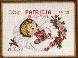 click here to view larger image of Birth Announcement - Girl (counted cross stitch kit)