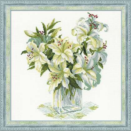 click here to view larger image of White Lilies (counted cross stitch kit)