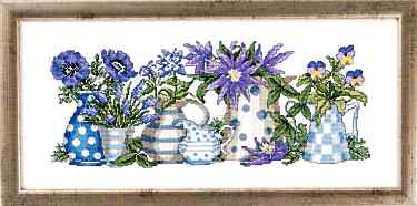 click here to view larger image of Blue Flowers (counted cross stitch kit)