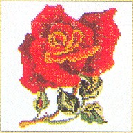 click here to view larger image of Single Red Rose - Linen (counted cross stitch kit)